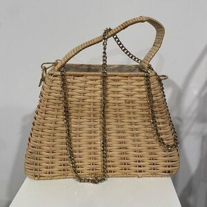 vintage zara woven basket bag with chain strap